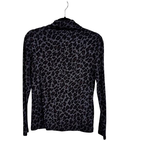 Ann Taylor Long Sleeve Gray Leopard Print Turtleneck Top Womens Small - Picture 2 of 6